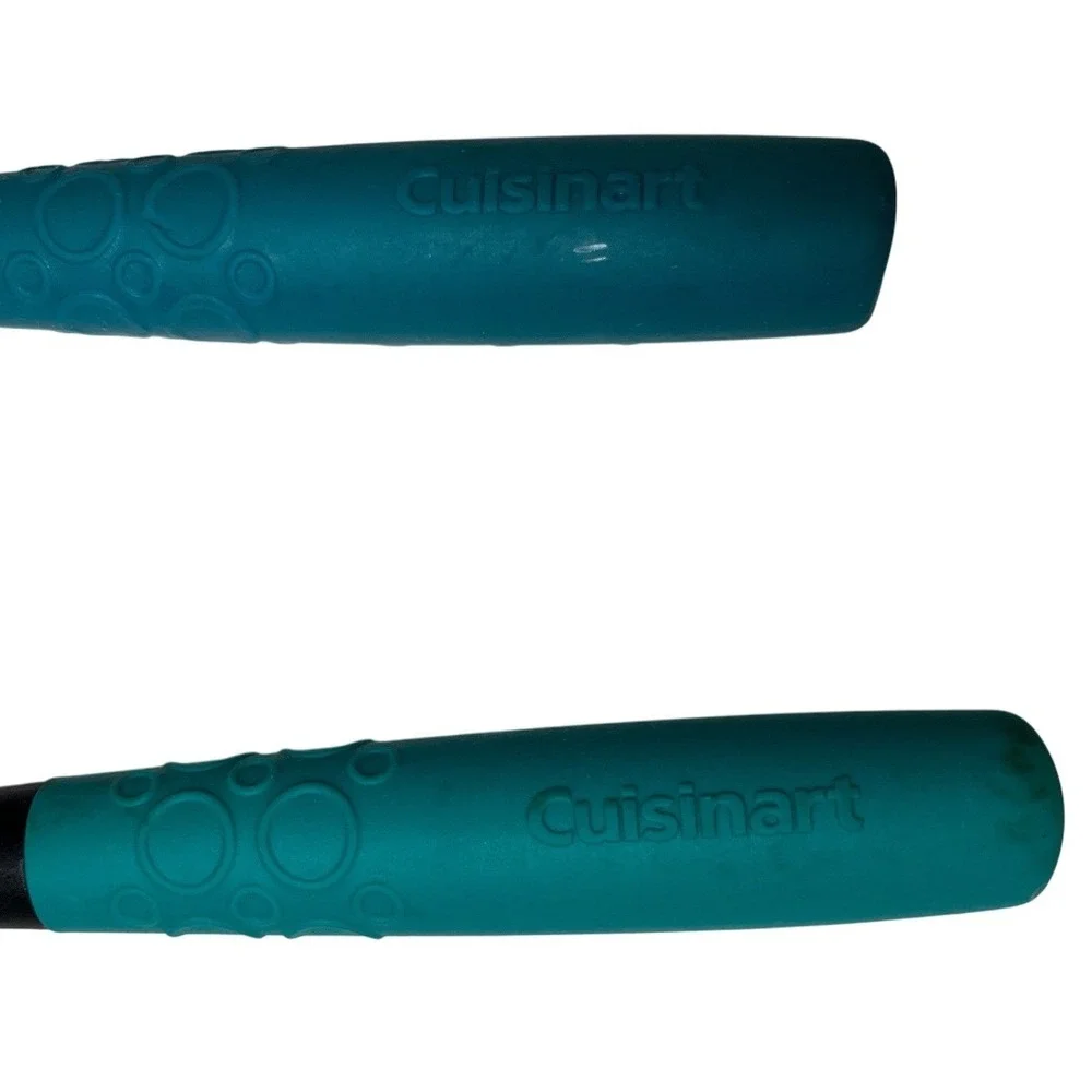 Cuisinart Utensil Set Ladle and Pasta Server‎ Spoon Teal Handle Nonstick Safe